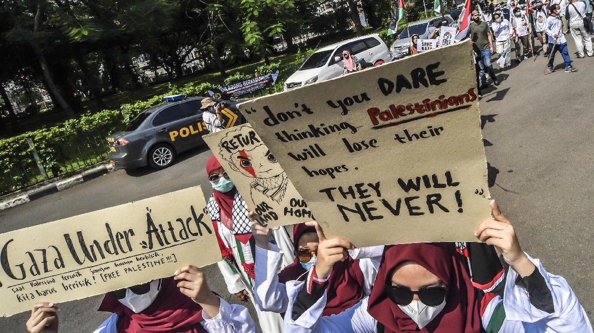 FOTO: Aksi Solidaritas untuk Palestina di Kedubes AS
