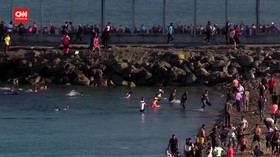 VIDEO: 3000 Imigran Maroko Berenang Menuju Spanyol