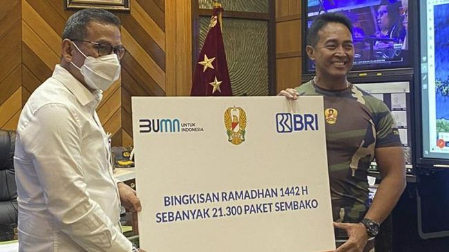 BRI Apresiasi Dedikasi TNI Dukung Penanganan Covid-19 BRI menyampaikan apresiasi atas dedikasi TNI AD membantu penanganan Covid-19 lewat penyaluran 21.300 paket sembako pada Senin (10/5).