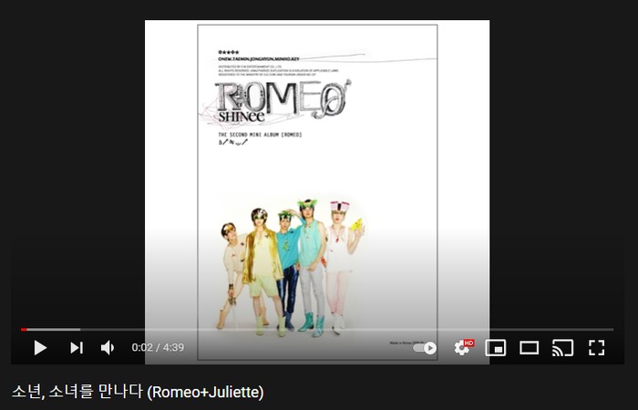8. Romeo + Juliette - 2nd Mini Album 'Romeo' (2009) / foto: youtube.com/shinee