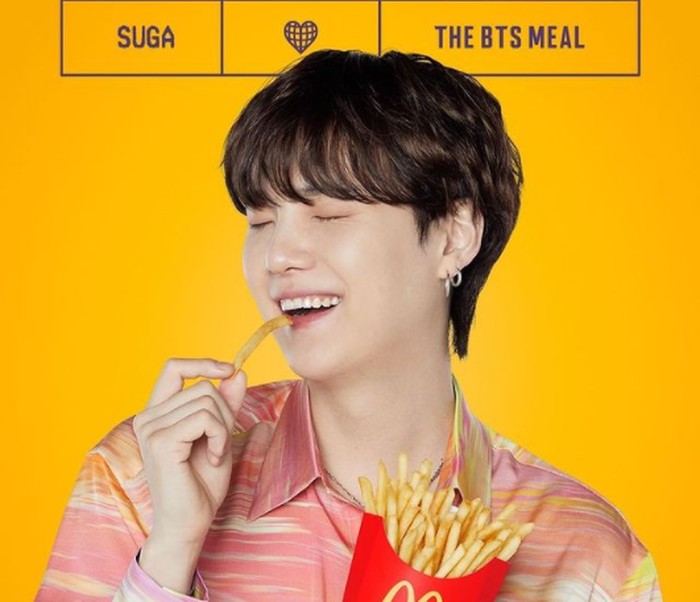 (Suga) ARMY sangat antusias, dan tidak butuh waktu lama kabar tersebut langsung jadi trending di twitter / foto: instagram.com/mcdonalds