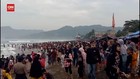 VIDEO: Kerumunan Wisatawan di Pantai Karang Hawu Dibubarkan