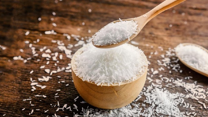 mono sodium glutamate (MSG) or seasoning ,gourmet powder on wooden table