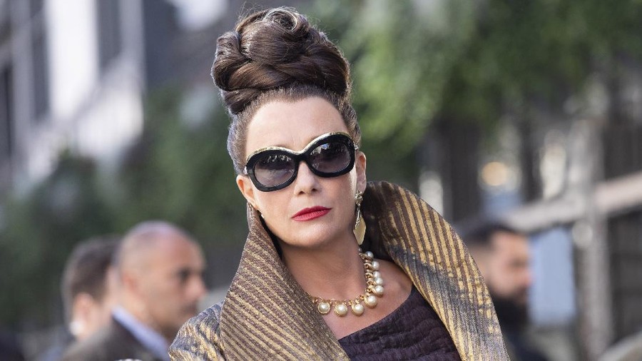 This image released by Disney shows Emma Stone in a scene from "Cruella." (Laurie Sparham/Disney via AP)