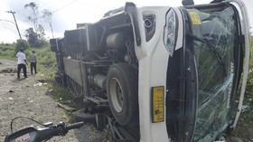 Kecelakaan Bus di Jalintim Muba Sumsel, 4 Orang Tewas