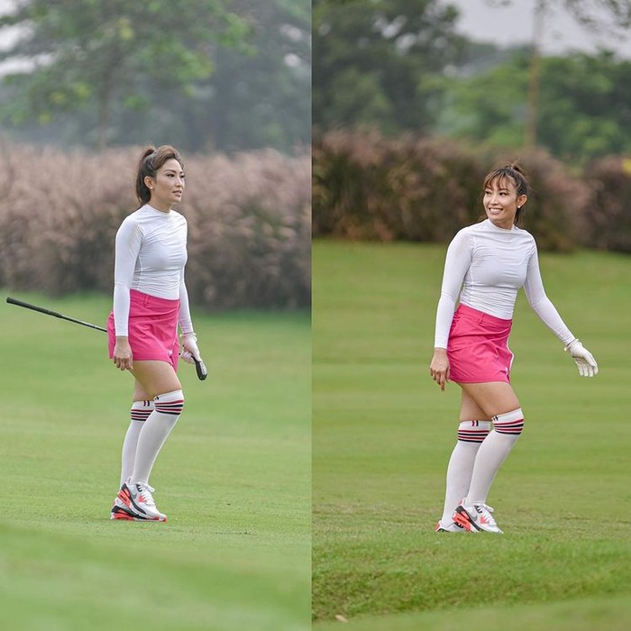 Presenter Ayu Dewi terlihat aktif dalam menggeluti hobi bermain golf. Dia kerap kali bergabung dengan beberapa lingkar pertemanan selebriti dari satu lapangan ke lapangan golf lainnya/Sumber/Instagram/mrsayudewi.