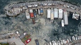FOTO: 'Ingus Laut' Selimuti Pelabuhan Bostanci di Turki