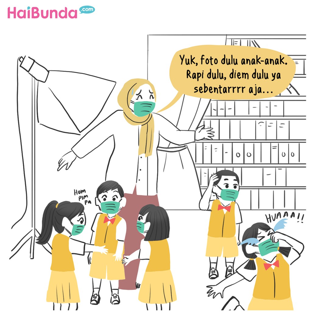 Komik foto bareng anak TK.
