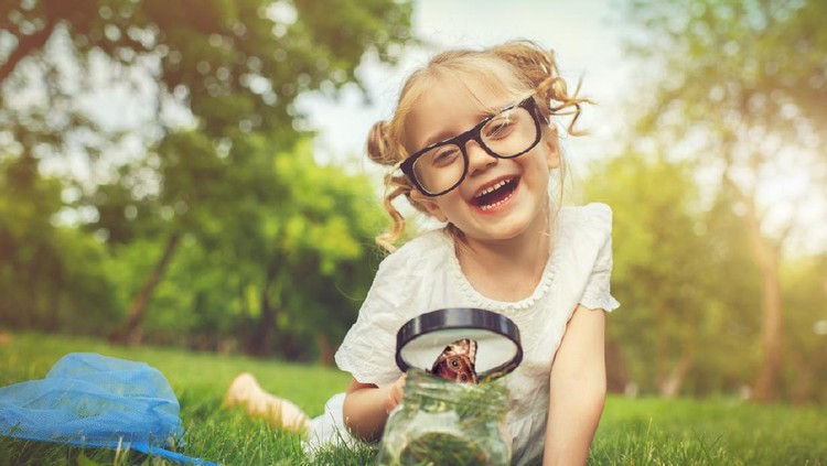 Little girl with a butterfly