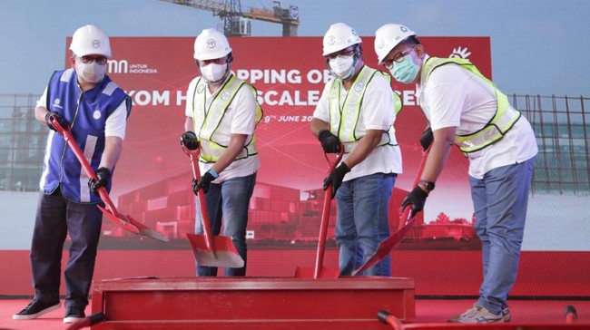 pembangunan pusat data skala besar, yakni HyperScale Data Center (HDC) milik Telkom Indonesia hampir memasuki tahap akhir untuk campus 1.
