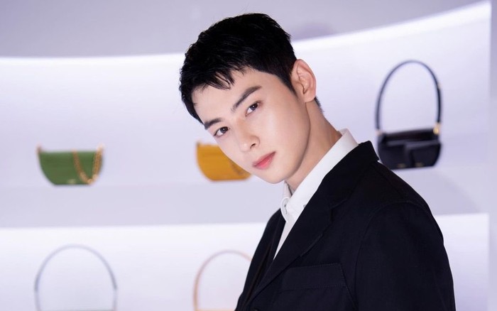 Banyak koleksi tas baru yang cantik dipamerkan. Namun tampaknya para pengunjung sudah gagal fokus duluan begitu melihat Cha Eun Woo datang / foto: instagram.com/koreadispatch