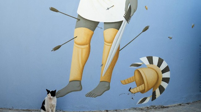 FOTO: Neo-muralist Yunani Gunakan Mitologi Gambarkan Pandemi