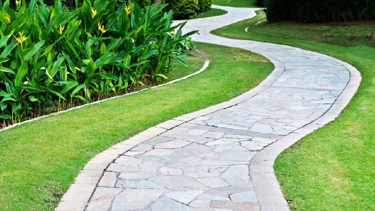Curved path in the formal garden