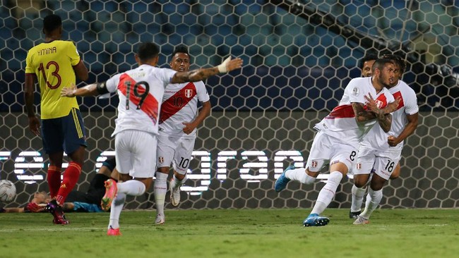 Pertandingan Kolombia vs Peru di Copa America 2021, Senin (21/6) pagi waktu Indonesia, dimenangkan skuad La Blanquirroja dengan skor 2-1.