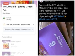 Habis Dalam 5 Menit, Pelanggan BTS Meal Singapura Kecewa Dapat Kantong Polos!