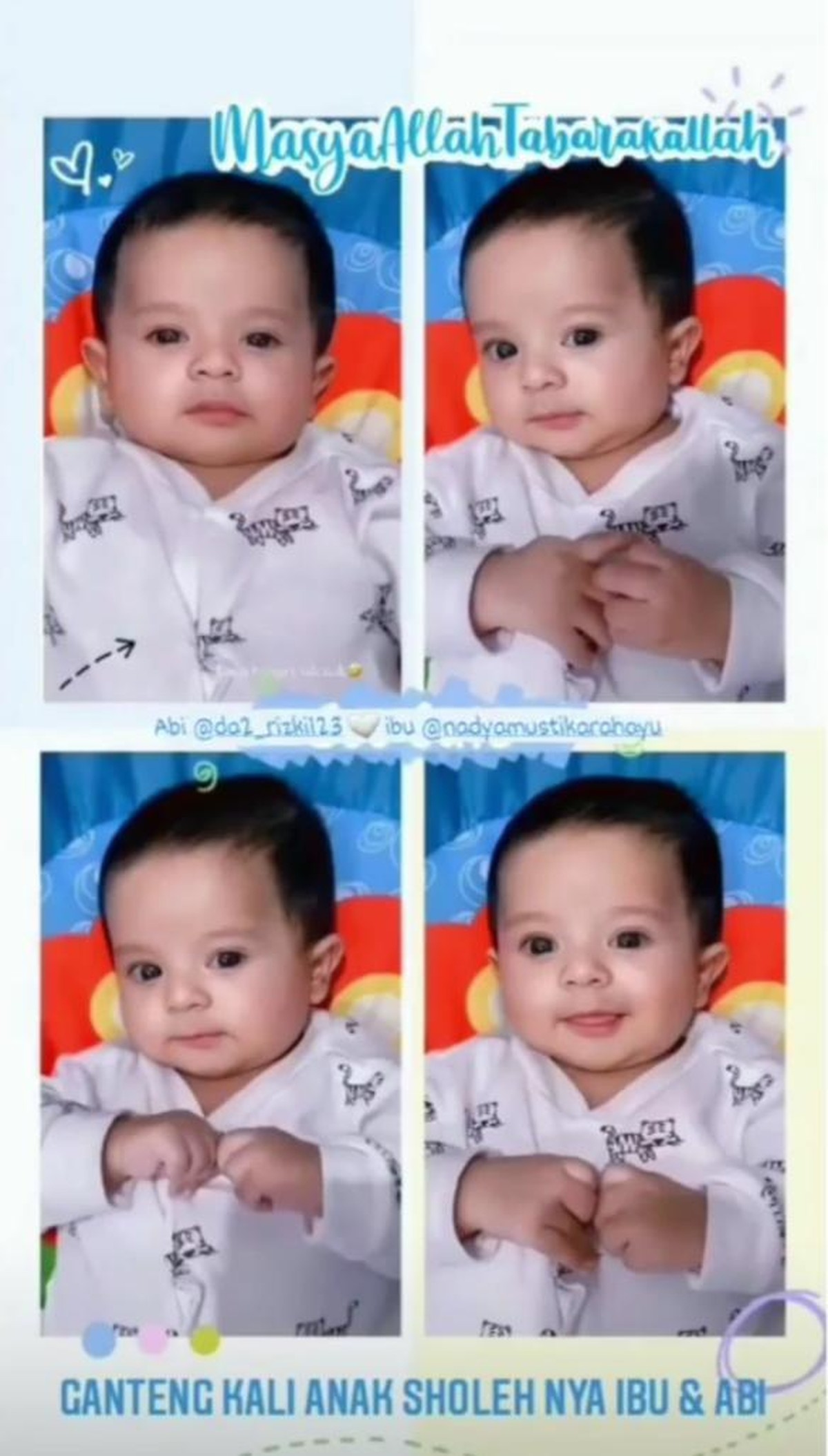 Baby Syaki putra Nadya Mustika dan Rizky DA sering menjadi sorotan karena ketampanannya&period; Yuk kita intip potretnya&excl;