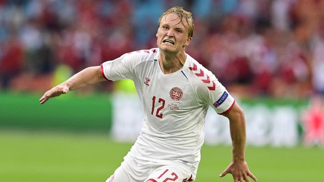 Kasper Dolberg dan Joakim Maehle coba kejar timnas Portugal Cristiano Ronaldo dalam daftar top skor Euro 2020 (Euro 2021).