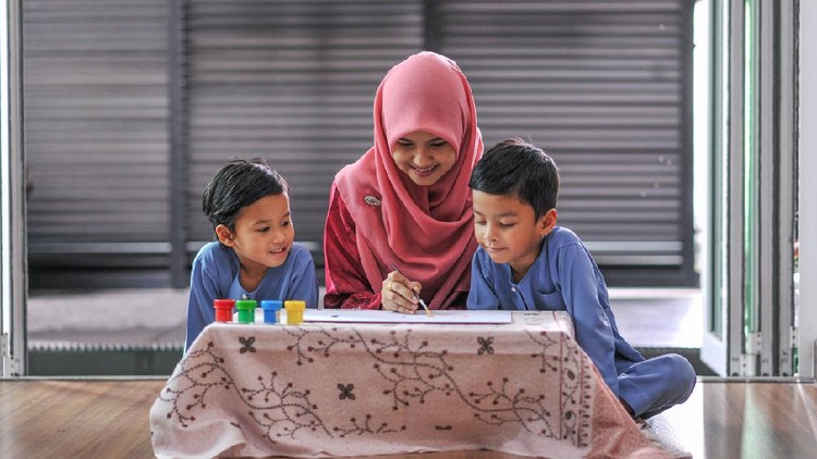 Ilustrasi anak membaca al quran Ilustrasi anak membaca al quran