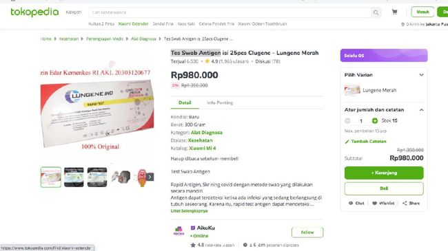 Tokopedia Will Ban Selling Cheap Antigen Swab Tests