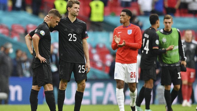 Jerman kalah 0-2 dari Inggris pada babak 16 besar Euro 2020 di Stadion Wembley setelah sejumlah pemainnya mengungkapkan pernyataan yang arogan.