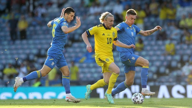 Ukraina dan Swedia bermain imbang 1-1 dalam babak pertama fase 16 besar Euro 2020 (Euro 2021), Rabu (30/6) dini hari waktu Indonesia.