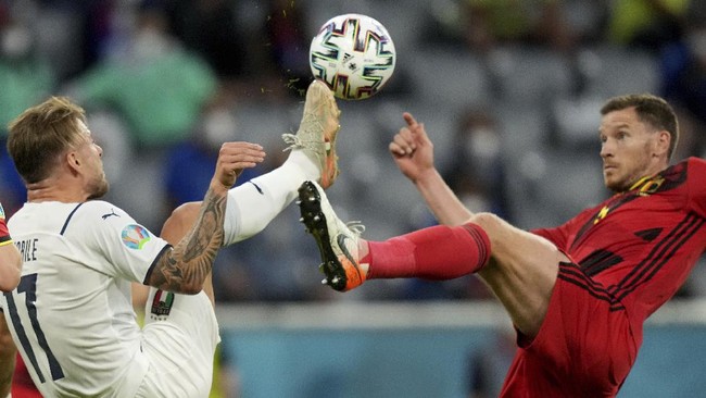 Momen lucu terjadi pada laga Belgia vs Italia di perempat final Euro 2020 (Euro 2021) yang melibatkan Ciro Immobile.