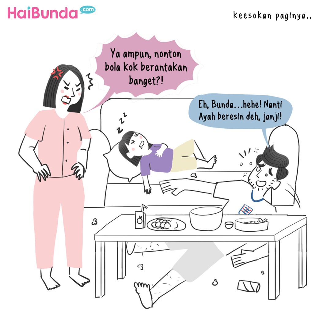 Nemenin ayah nonton bola