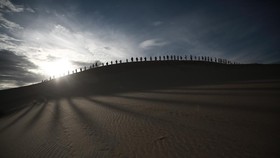 FOTO: Menuai Tenang Lewat Yoga di Lautan Pasir Meksiko