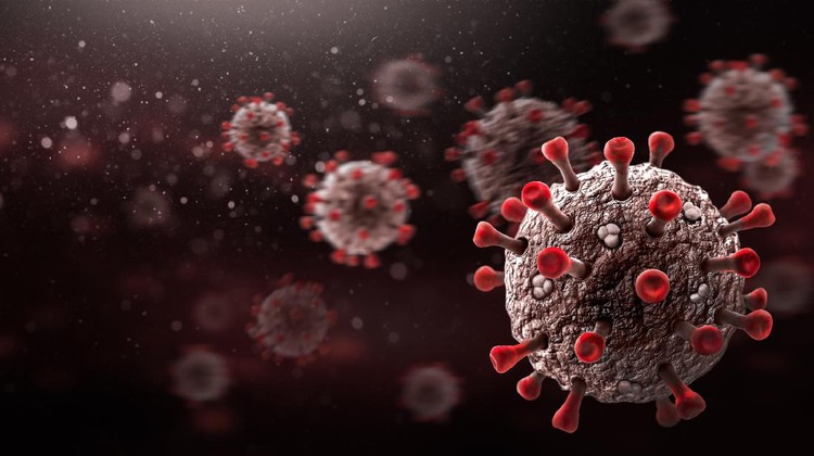 1215406880 Corona Viruses against Dark Background