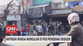 VIDEO: Antrean Warga Mengular di Pos Pengisian Oksigen