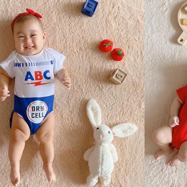 Lucunya Baby Rumi Anak Dian Pelangi Pakai Baju Unik, Jadi Baterai & Biskuit