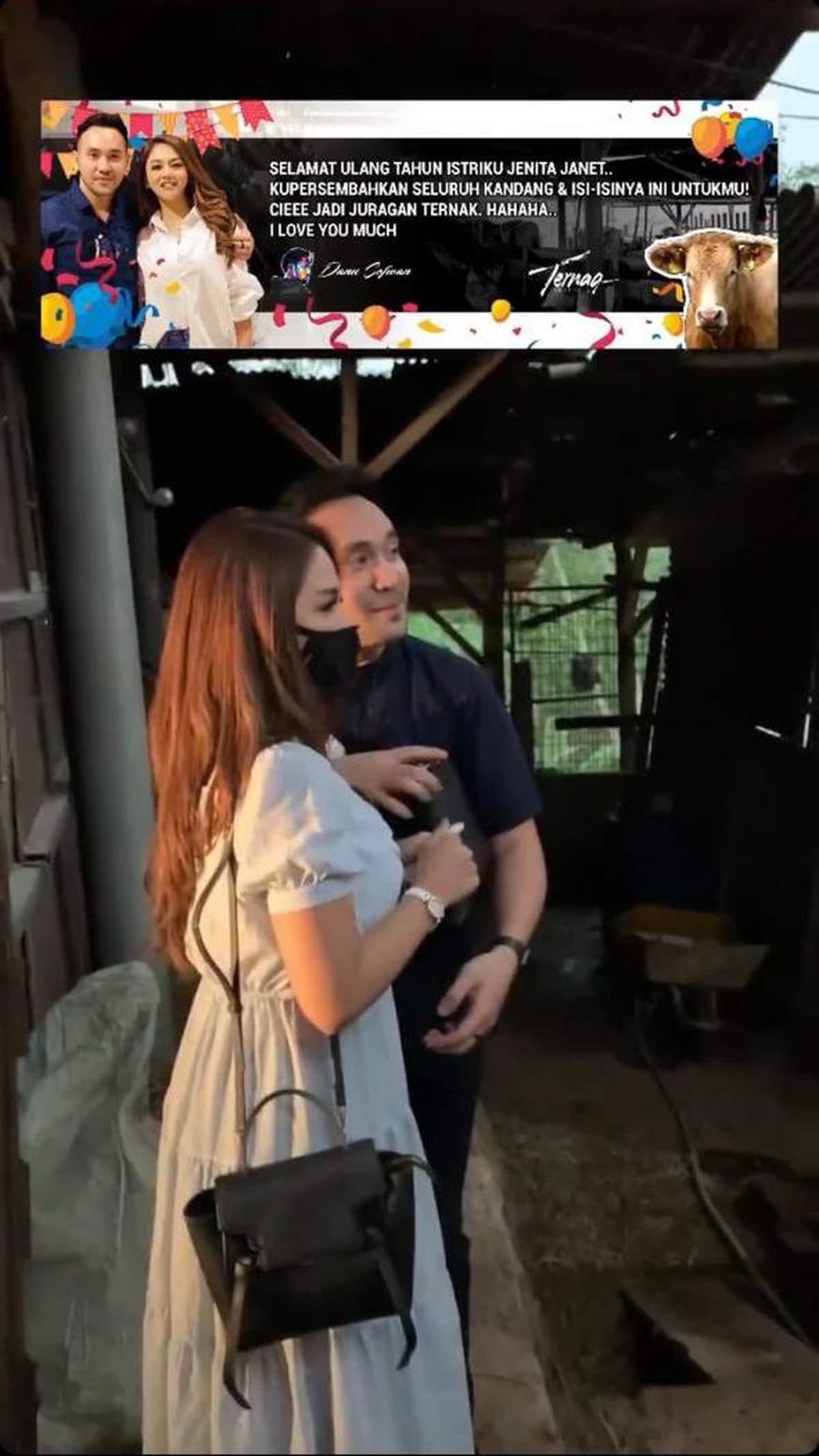 Detik-detik Jenita Janet Menangis Terharu Saat Diberi Kado Peternakan Oleh Suami