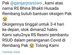 Cerita Direktur RS di Rembang Hubungi Sana-sini Cari Bantuan Oksigen