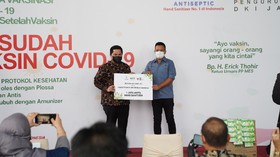 Menteri BUMN Terima 1 Juta Antis di Sentra Vaksinasi Enesis