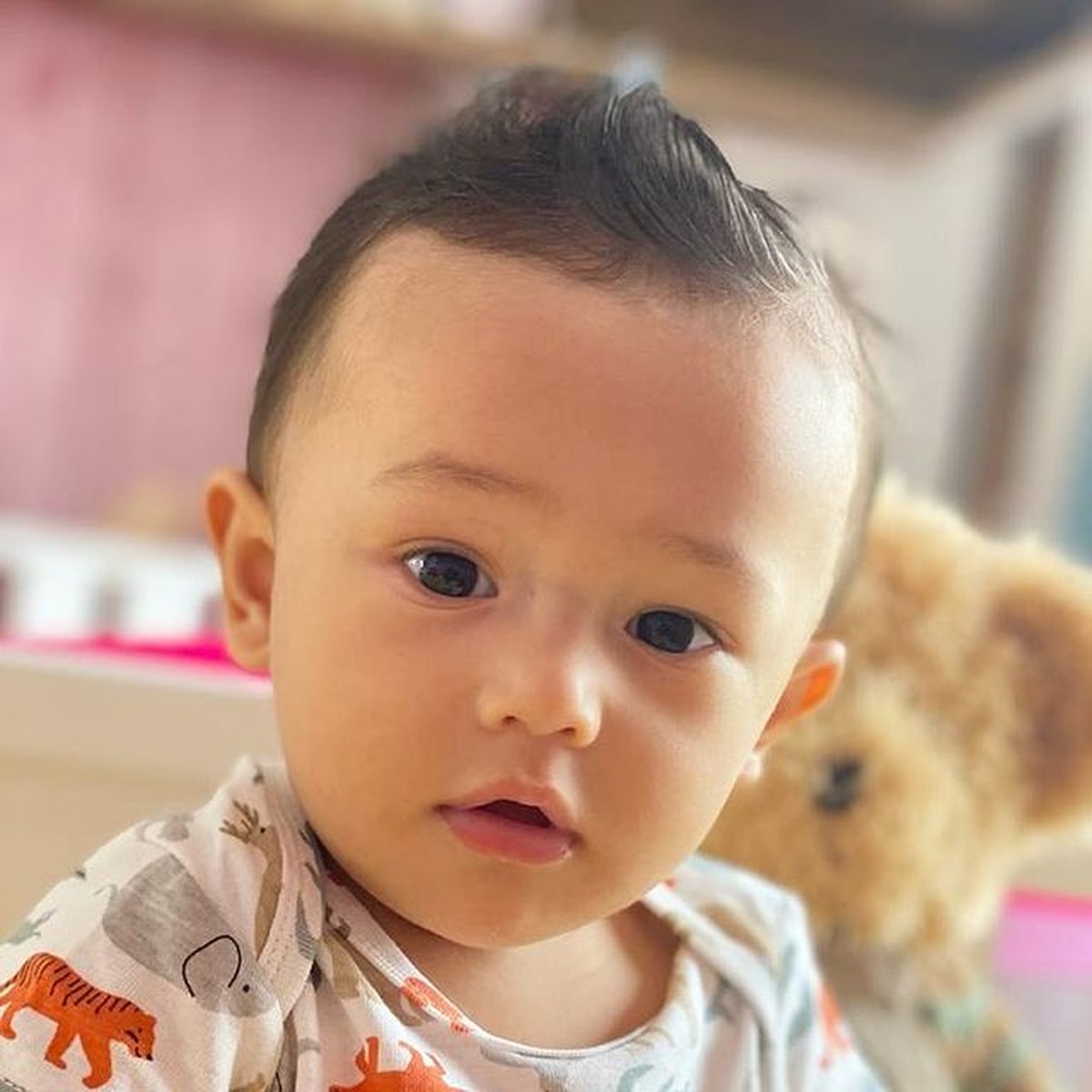 Potret Tampan Baby Saka Putra Ussy Sulistiawaty&comma; Si Tampan Vincenzo Cilik