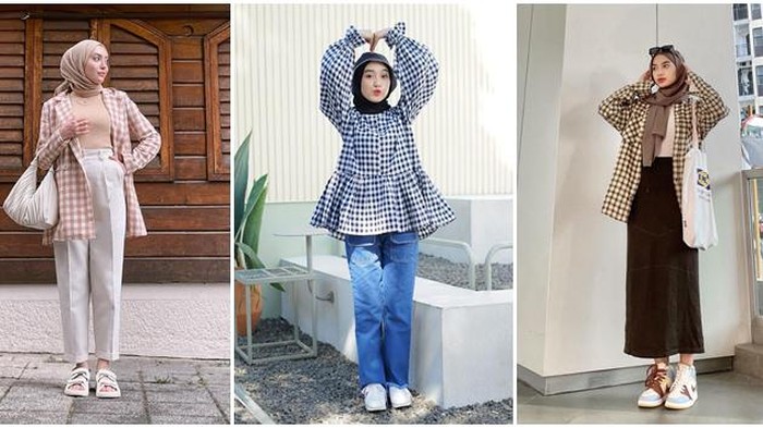6 Ide OOTD Hijab Atasan Kotak-kotak Buat Tampil Stylish, Tapi Tetap Terlihat Rapi
