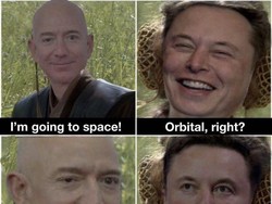 Elon Musk Like Meme yang Ejek Jeff Bezos ke Luar Angkasa