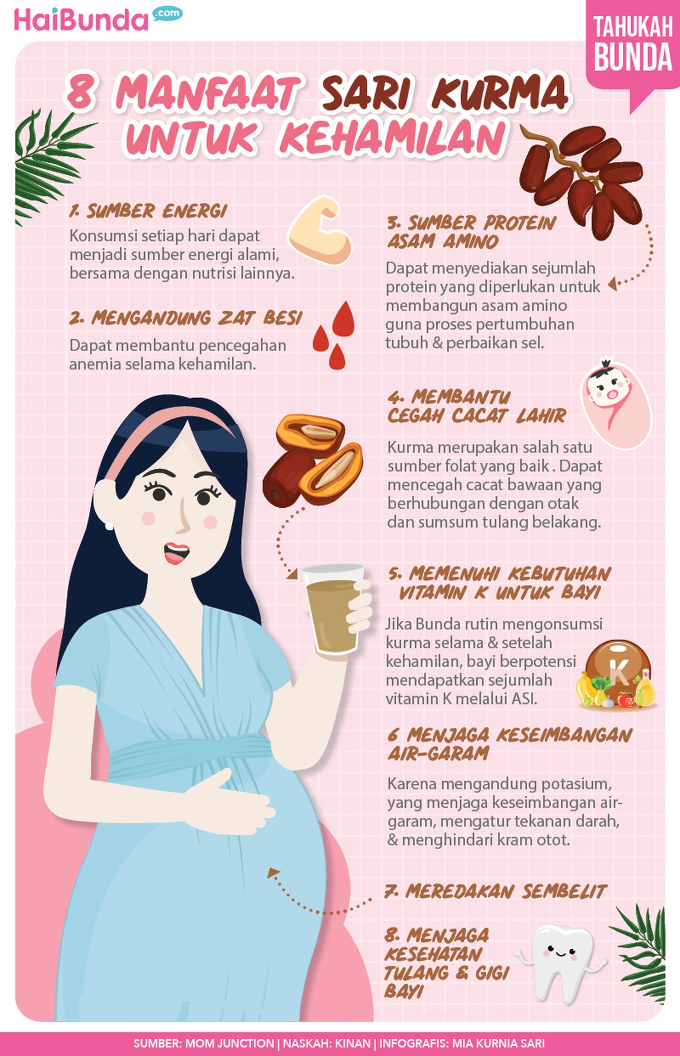 Infografis 8 Manfaat Sari Kurma untuk Kehamilan