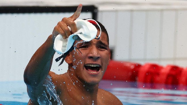 Perenang berusia 18, Ahmed Hafnaoui membuat kejutan dengan merebut medali emas Olimpiade Tokyo 2020 dari 400 meter gaya bebas putra.
