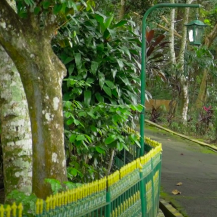 <p>Berada di kaki gunung Lawu, membuat lokasi Astana Giribangun terlihat asri namun terawat. Ini merupakan akses menuju ke lokasi pemakaman tersebut, Bunda. (Foto: YouTube Titiek Soeharto)</p>