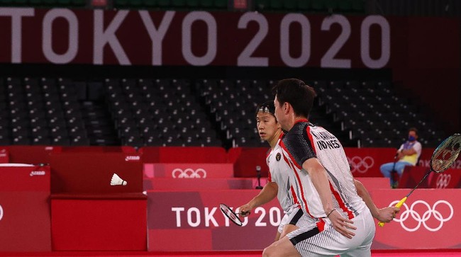 Kevin Sanjaya Sukamuljo/Marcus Fernaldi Gideon berhasil mengalahkan Satwiksairaj Rankireddy/Chirag Shetty di Olimpiade Tokyo 2020.