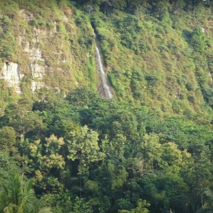 <p>Dari balkon rumah, kita bisa melihat pemandangan curug atau air terjun. Pemandangannya begitu asri dikelilingi pepohona hijau. (Foto: YouTube LESTI CHANNEL)</p>