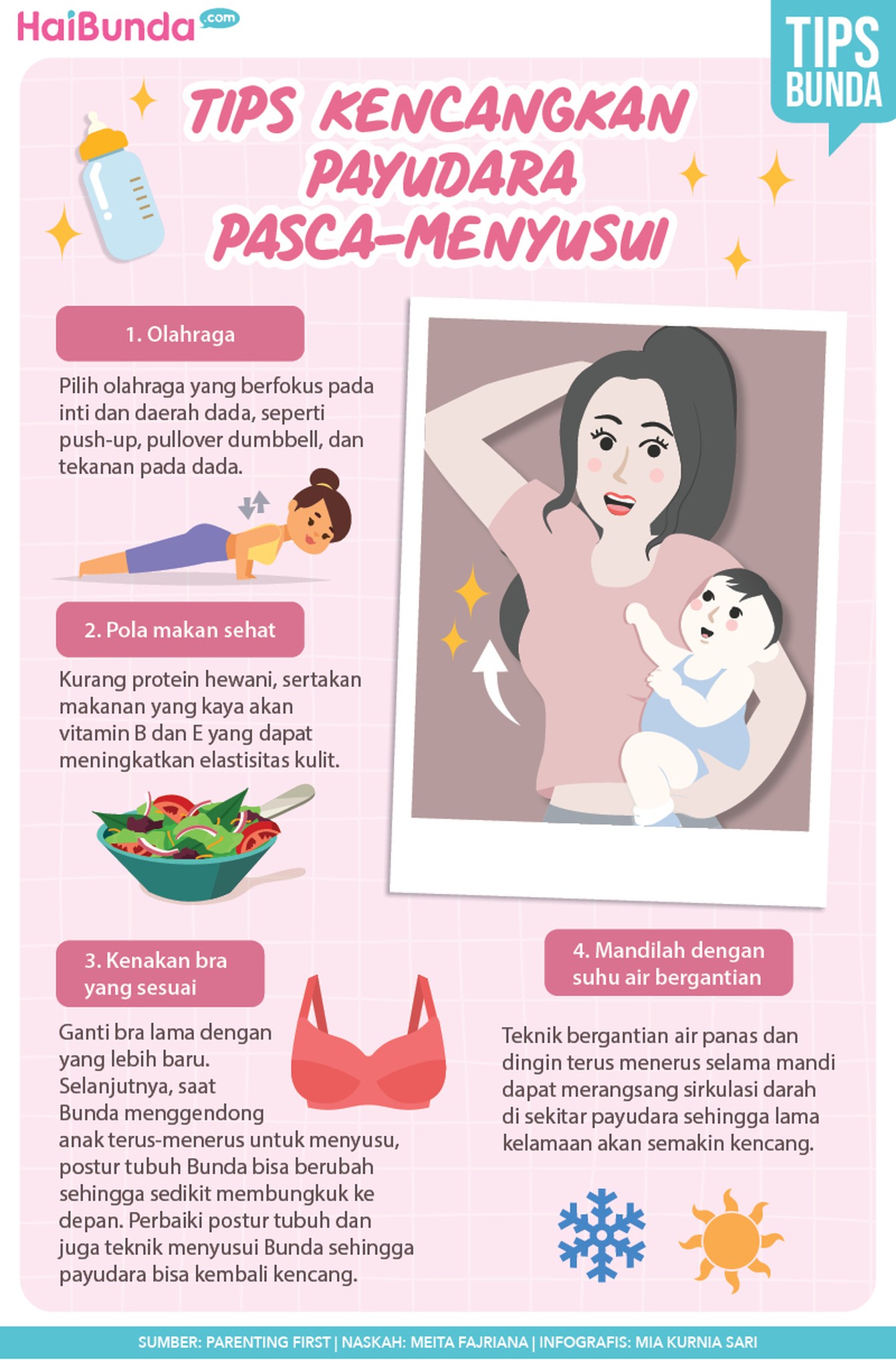 infografis menyusui Tips mengencangkan payudara
