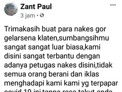 Postingan Pasien Isolasi COVID di GOR Klaten Tentang Nakes Ini Bikin Haru