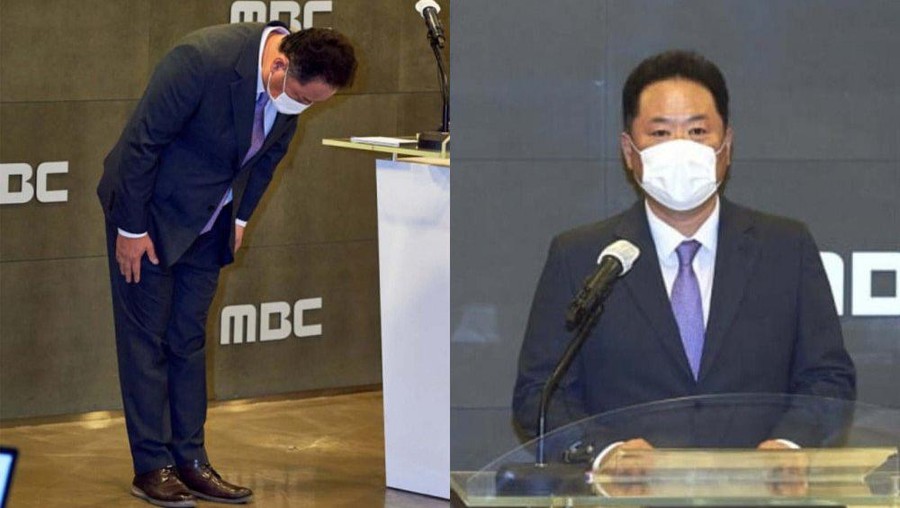 Park Sung Je Presiden MBC membungkuk dalam-dalam setelah tayangan kontroversial Olimpiade Tokyo viral.