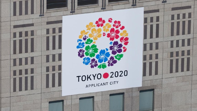 "Tokyo, Japan - June 2, 2012 : Close-up the new logo for the 2020 Summer Olympics at the Metropolitan Government Office Building in Shinjuku, Tokyo, Japan. Tokyo is the applicant city in 2020 Summer Olympics."