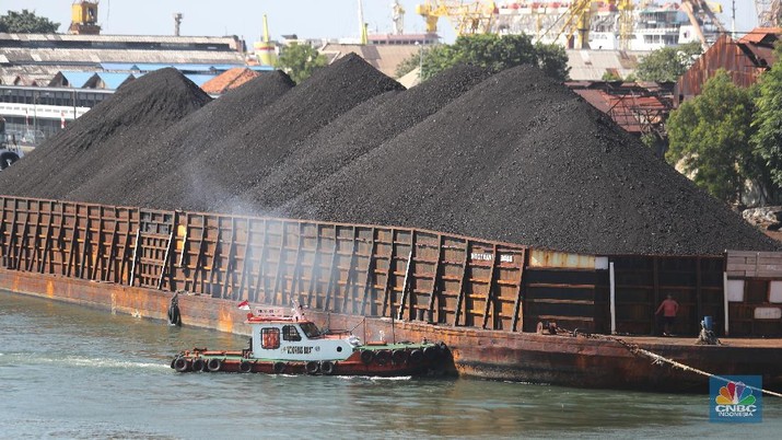 Kapal tongkang Batu Bara (CNBC Indonesia/Tri Susilo)