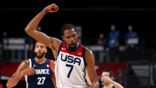 Amerika Serikat berhasil meraih medali emas basket Olimpiade Tokyo 2020 usai mengalahkan Prancis dengan skor 87-82.