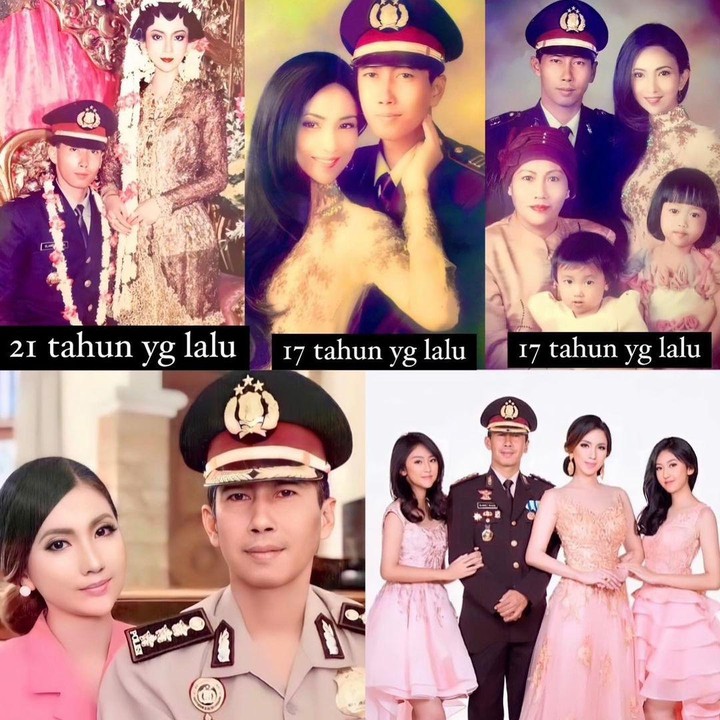 <p>Untuk menanggapi dugaan-dugaan tersebut, Heni lantas membagikan potret yang ia susun sebagai <em>timeline</em> kehidupannya bersama keluarga. Dimulai dari pernikahan, hingga potret terbaru bersama suami dan anak. (Foto: Instagram @henitania)</p>