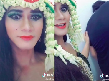 Aksi Jahil Pria Berdandan Ala Suzanna, Tatapan Matanya Bikin Merinding & Takut